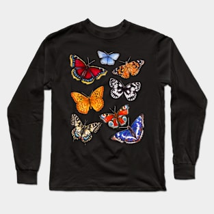 Butterflies on warm terracotta Long Sleeve T-Shirt